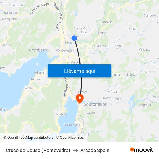 Cruce de Couso (Pontevedra) to Arcade Spain map