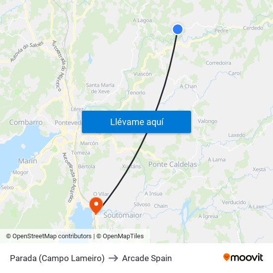 Parada (Campo Lameiro) to Arcade Spain map