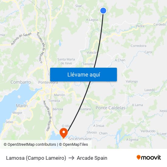 Lamosa (Campo Lameiro) to Arcade Spain map