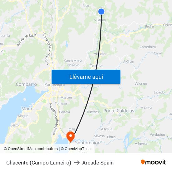 Chacente (Campo Lameiro) to Arcade Spain map