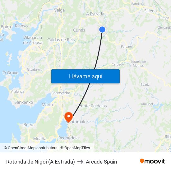 Rotonda de Nigoi (A Estrada) to Arcade Spain map