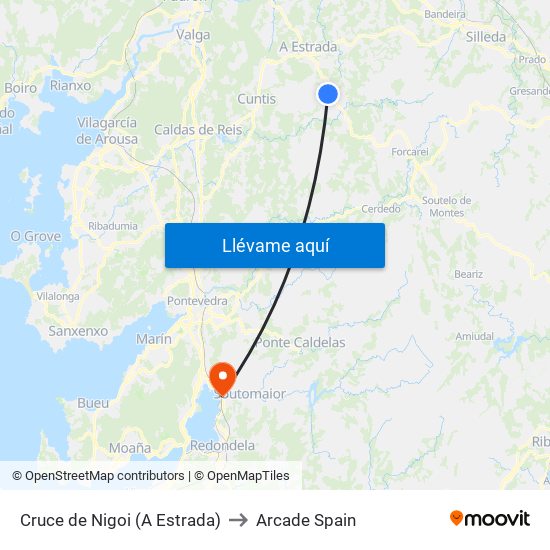 Cruce de Nigoi (A Estrada) to Arcade Spain map