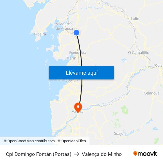 Cpi Domingo Fontán (Portas) to Valença do Minho map