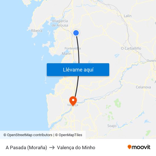 A Pasada (Moraña) to Valença do Minho map