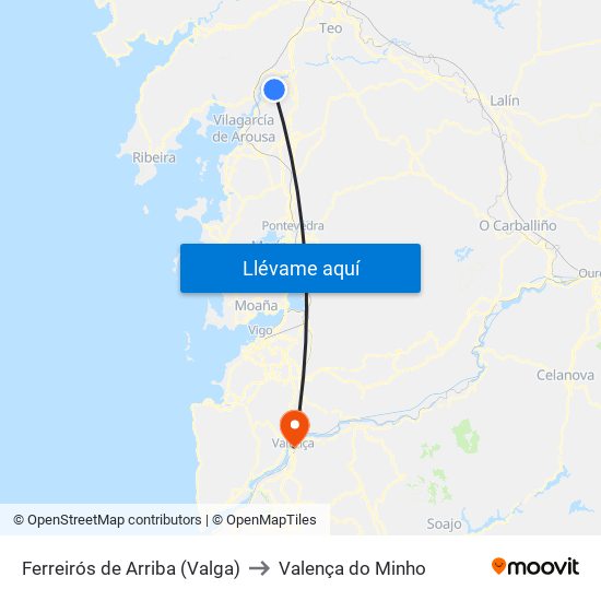 Ferreirós de Arriba (Valga) to Valença do Minho map