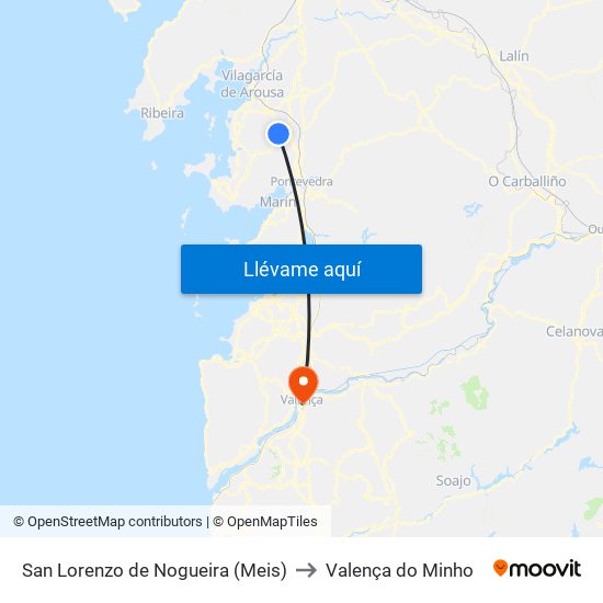 San Lorenzo de Nogueira (Meis) to Valença do Minho map