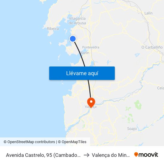 Avenida Castrelo, 95 (Cambados) to Valença do Minho map