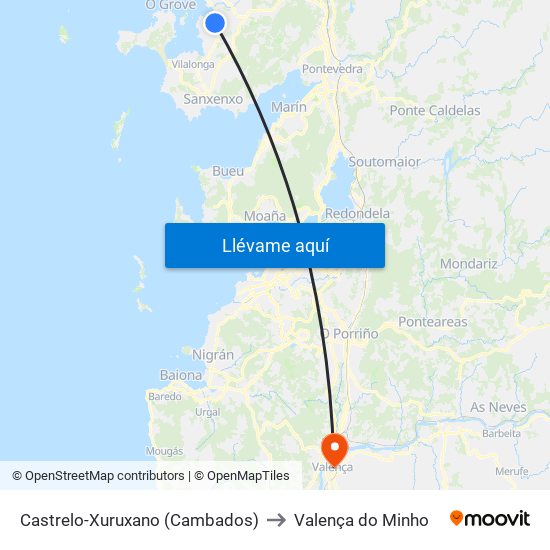 Castrelo-Xuruxano (Cambados) to Valença do Minho map