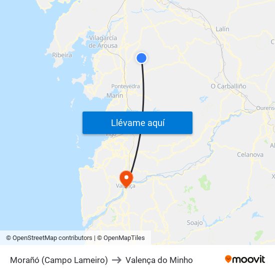 Morañó (Campo Lameiro) to Valença do Minho map