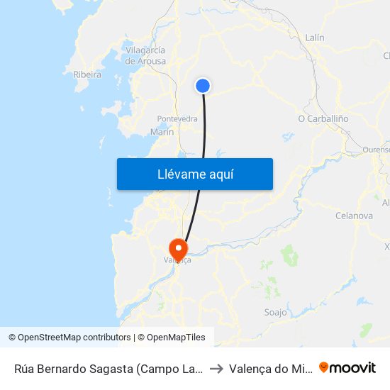 Rúa Bernardo Sagasta (Campo Lameiro) to Valença do Minho map