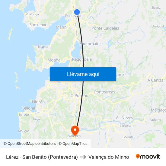 Lérez - San Benito (Pontevedra) to Valença do Minho map
