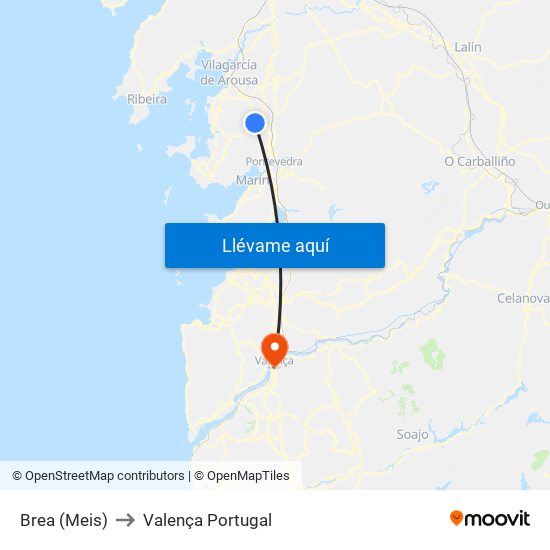 Brea (Meis) to Valença Portugal map