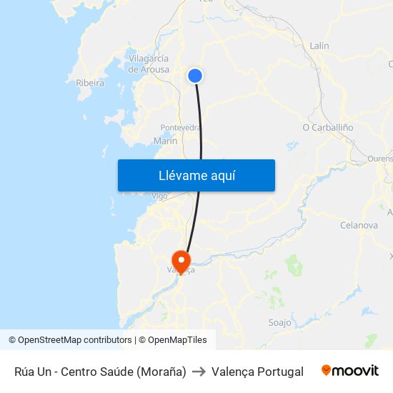 Rúa Un - Centro Saúde (Moraña) to Valença Portugal map