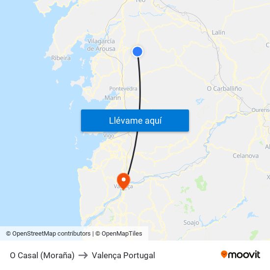 O Casal (Moraña) to Valença Portugal map