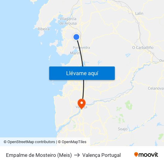Empalme de Mosteiro (Meis) to Valença Portugal map