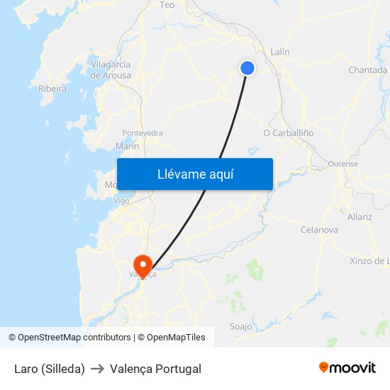 Laro (Silleda) to Valença Portugal map