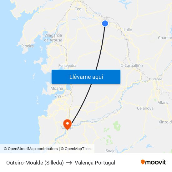 Outeiro-Moalde (Silleda) to Valença Portugal map