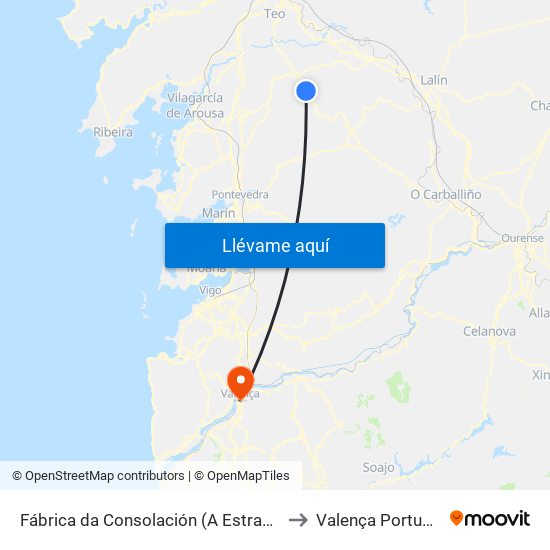 Fábrica da Consolación (A Estrada) to Valença Portugal map