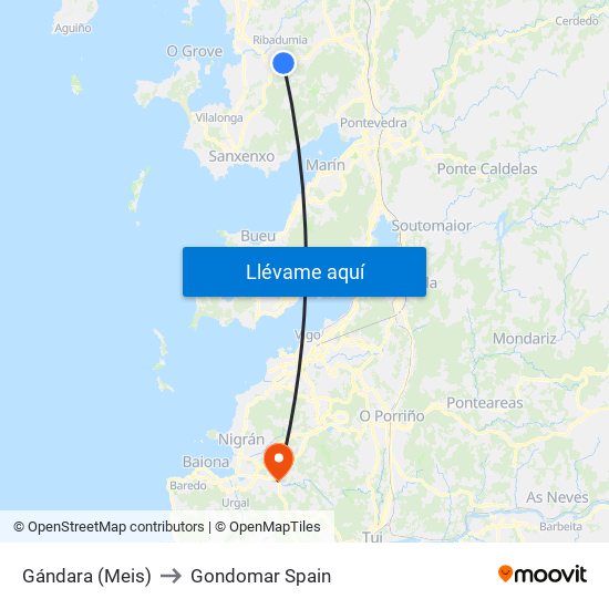 Gándara (Meis) to Gondomar Spain map