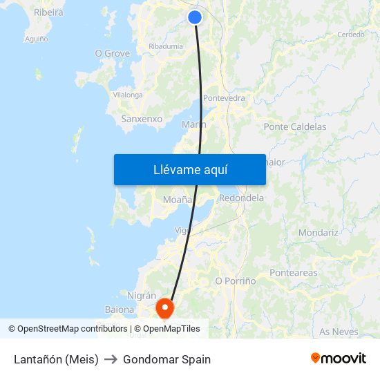 Lantañón (Meis) to Gondomar Spain map