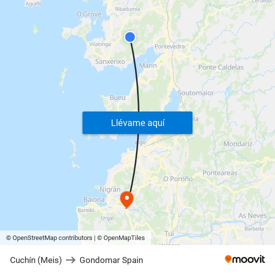 Cuchín (Meis) to Gondomar Spain map