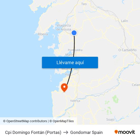 Cpi Domingo Fontán (Portas) to Gondomar Spain map