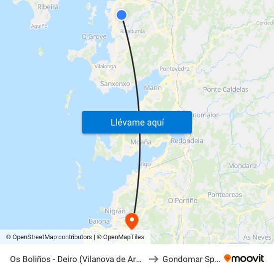 Os Boliños - Deiro (Vilanova de Arousa) to Gondomar Spain map