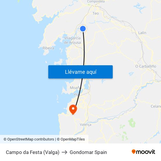 Campo da Festa (Valga) to Gondomar Spain map