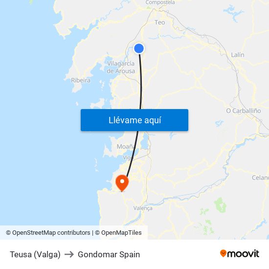 Teusa (Valga) to Gondomar Spain map
