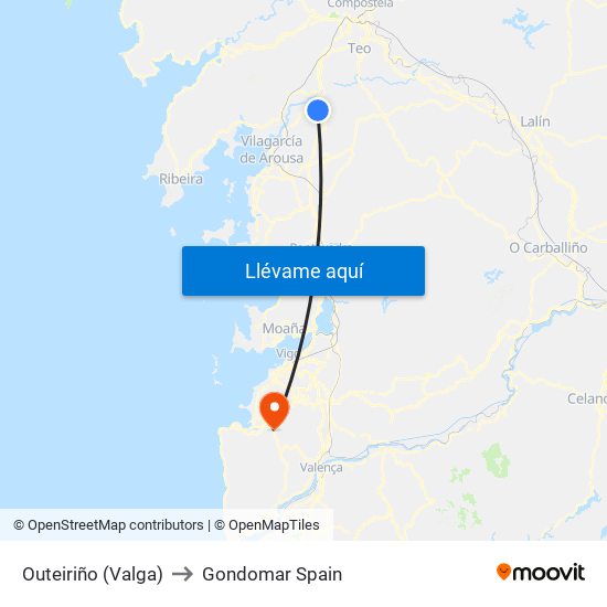 Outeiriño (Valga) to Gondomar Spain map