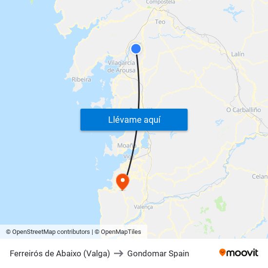 Ferreirós de Abaixo (Valga) to Gondomar Spain map