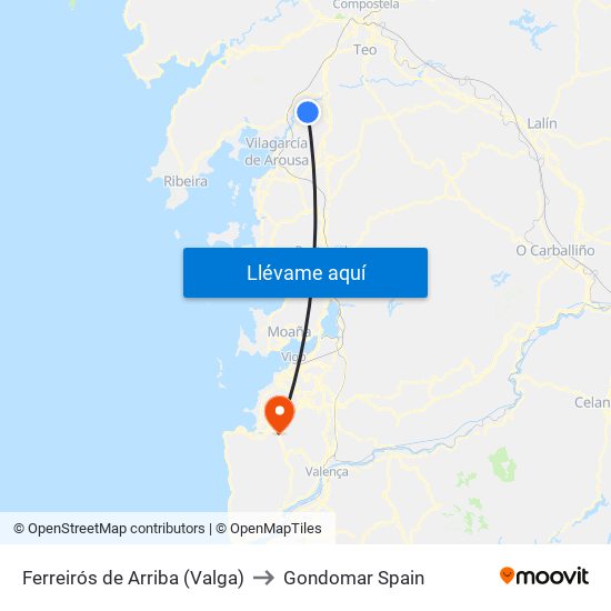 Ferreirós de Arriba (Valga) to Gondomar Spain map