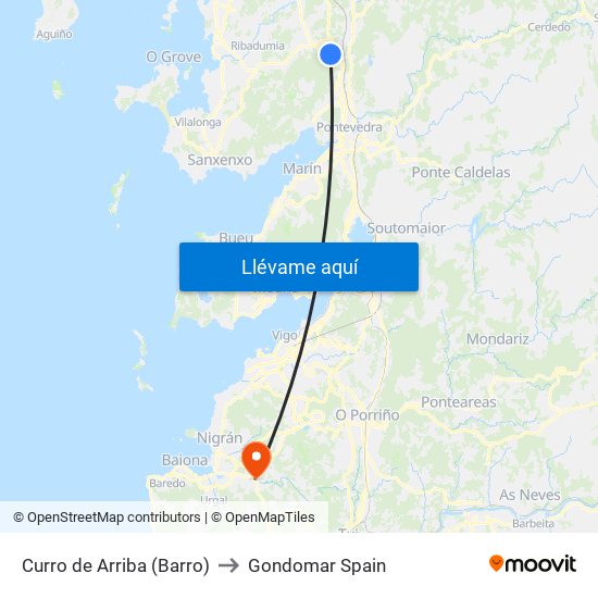 Curro de Arriba (Barro) to Gondomar Spain map