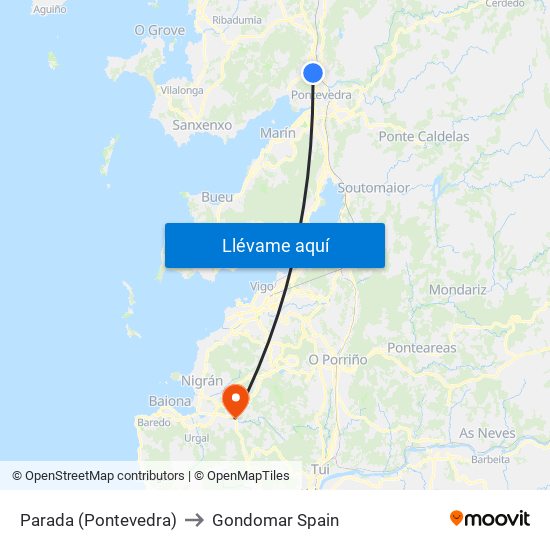 Parada (Pontevedra) to Gondomar Spain map