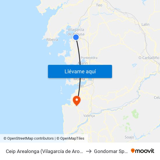 Ceip Arealonga (Vilagarcía de Arousa) to Gondomar Spain map