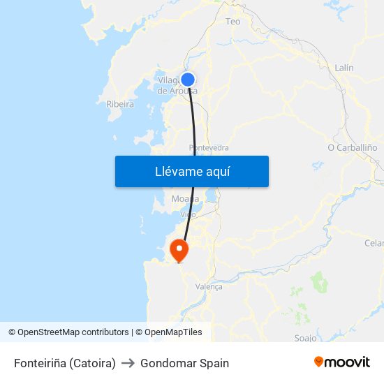 Fonteiriña (Catoira) to Gondomar Spain map