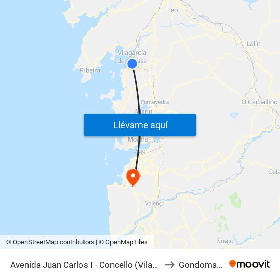 Avenida Juan Carlos I - Concello (Vilagarcía de Arousa) to Gondomar Spain map