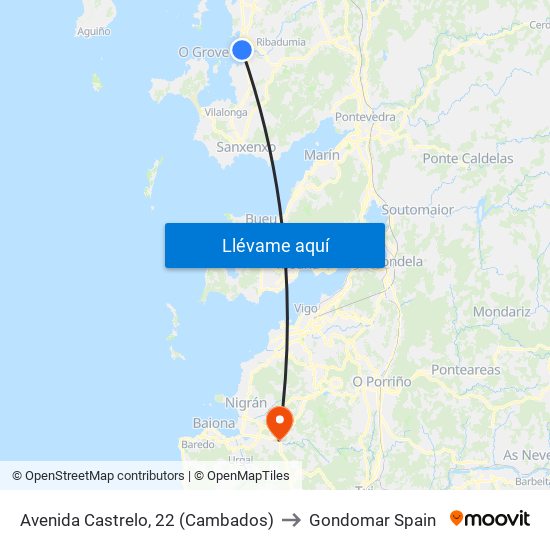 Avenida Castrelo, 22 (Cambados) to Gondomar Spain map