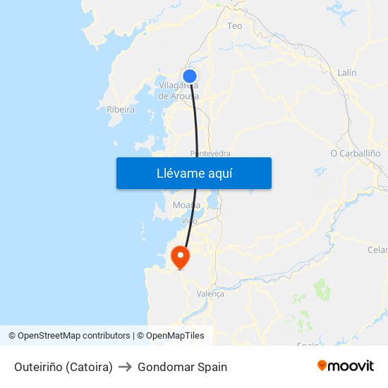 Outeiriño (Catoira) to Gondomar Spain map