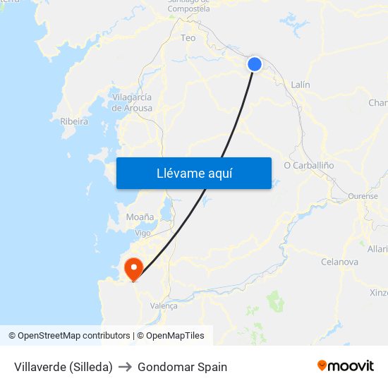 Villaverde (Silleda) to Gondomar Spain map
