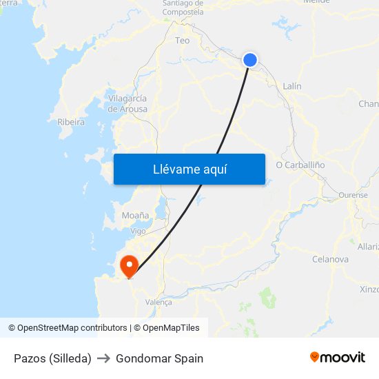 Pazos (Silleda) to Gondomar Spain map