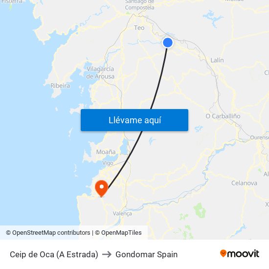 Ceip de Oca (A Estrada) to Gondomar Spain map