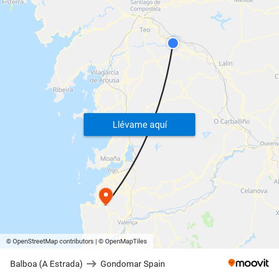 Balboa (A Estrada) to Gondomar Spain map