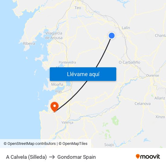 A Calvela (Silleda) to Gondomar Spain map