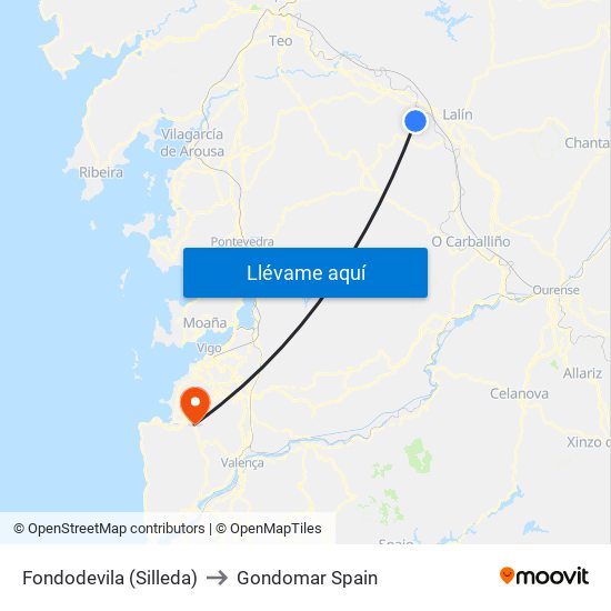 Fondodevila (Silleda) to Gondomar Spain map