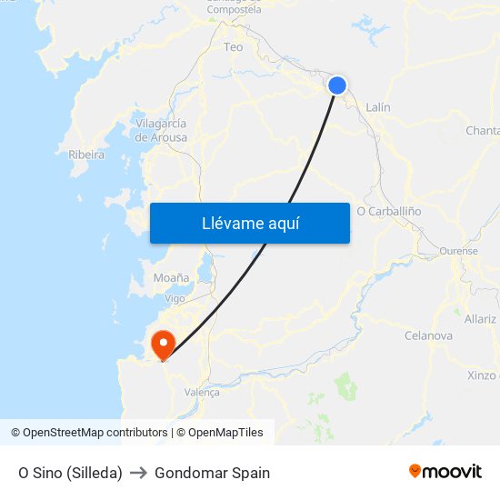 O Sino (Silleda) to Gondomar Spain map