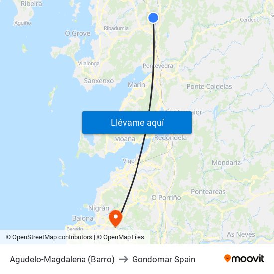 Agudelo-Magdalena (Barro) to Gondomar Spain map