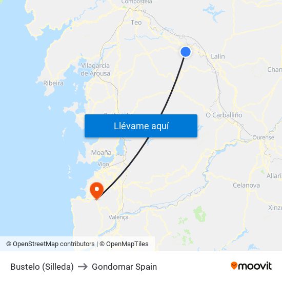 Bustelo (Silleda) to Gondomar Spain map