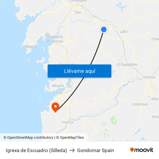 Igrexa de Escuadro (Silleda) to Gondomar Spain map