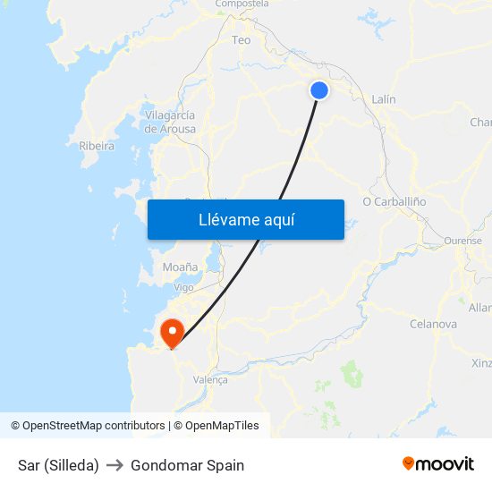 Sar (Silleda) to Gondomar Spain map